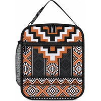 Orange Taniko Motifs Aotearoa Lunch Bag Niho Taniwha Mix Poutama LT14 10.2 × 8.3 × 4.3 inch Orange - Polynesian Pride