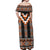 Orange Taniko Pattern Aotearoa Off Shoulder Maxi Dress Niho Taniwha Mix Poutama LT14