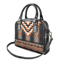 Orange Taniko Pattern Aotearoa Shoulder Handbag Niho Taniwha Mix Poutama