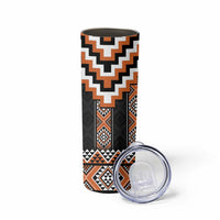 Orange Taniko Pattern Aotearoa Skinny Tumbler Niho Taniwha Mix Poutama LT14 - Polynesian Pride