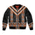 Orange Taniko Pattern Aotearoa Sleeve Zip Bomber Jacket Niho Taniwha Mix Poutama LT14