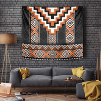 Orange Taniko Pattern Aotearoa Tapestry Niho Taniwha Mix Poutama