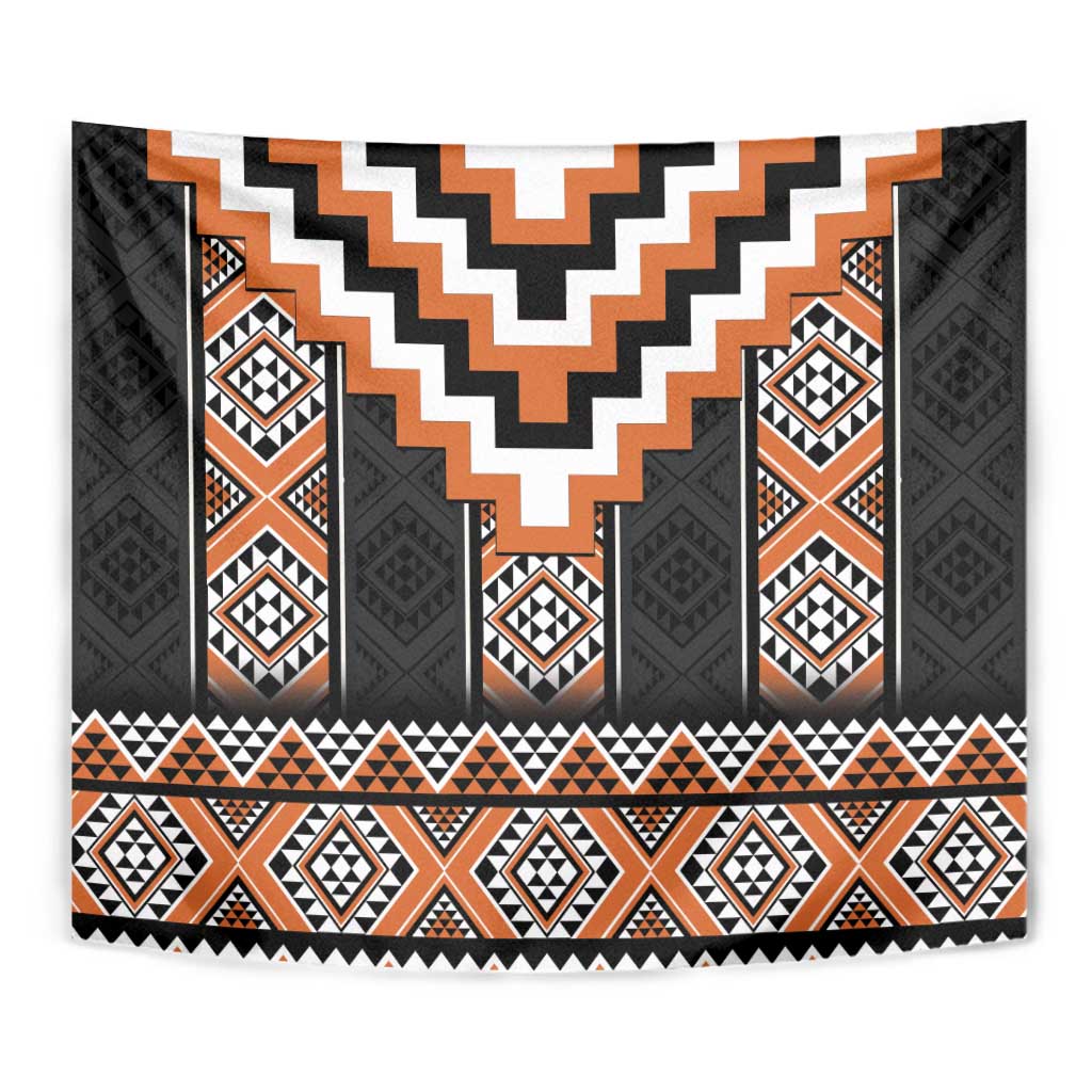 Orange Taniko Pattern Aotearoa Tapestry Niho Taniwha Mix Poutama