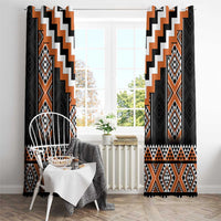 Orange Taniko Pattern Aotearoa Window Curtain Niho Taniwha Mix Poutama