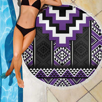 Purple Taniko Pattern Aotearoa Beach Blanket Niho Taniwha Mix Poutama