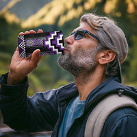 Purple Taniko Pattern Aotearoa 4 in 1 Can Cooler Tumbler Niho Taniwha Mix Poutama LT14