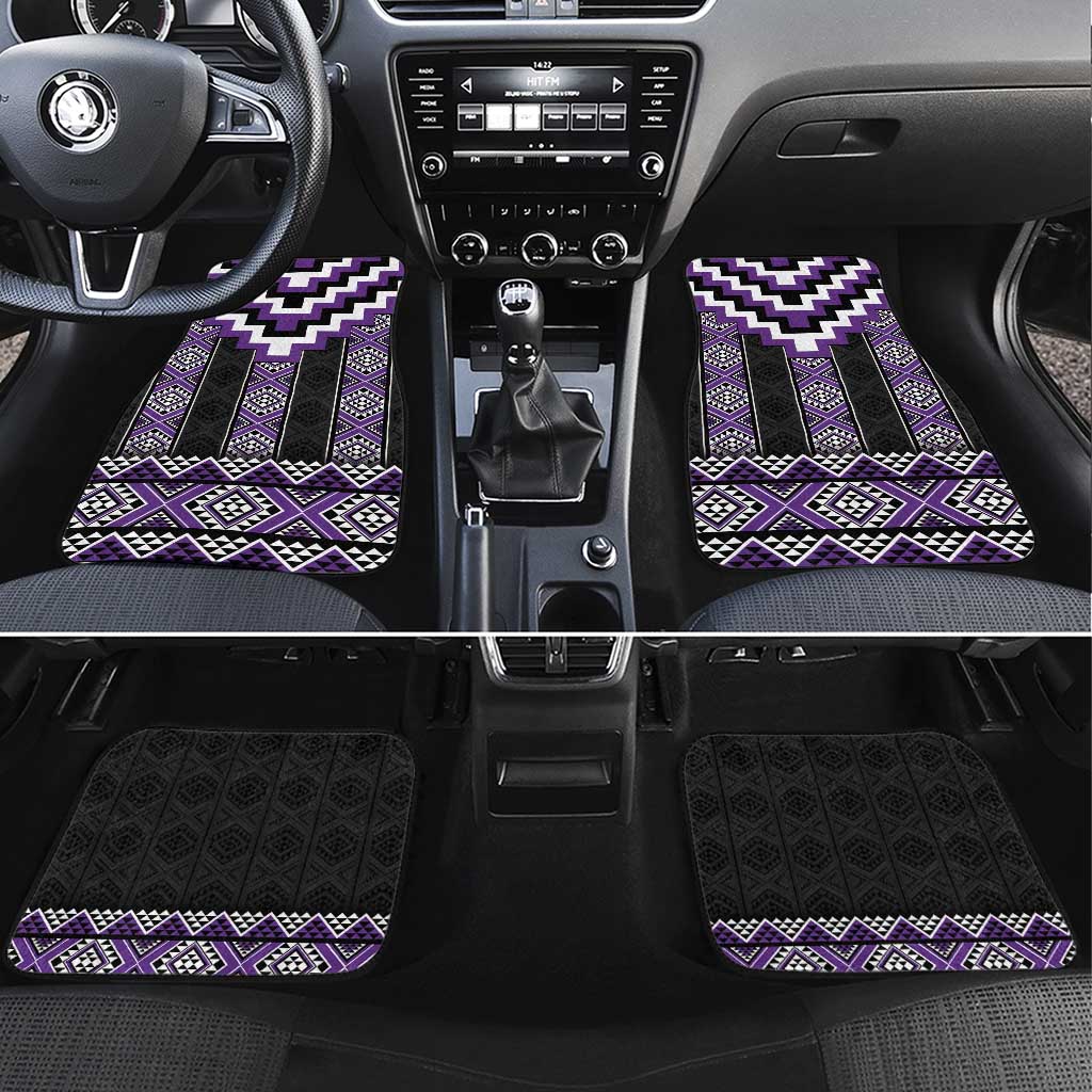 Purple Taniko Pattern Aotearoa Car Mats Niho Taniwha Mix Poutama