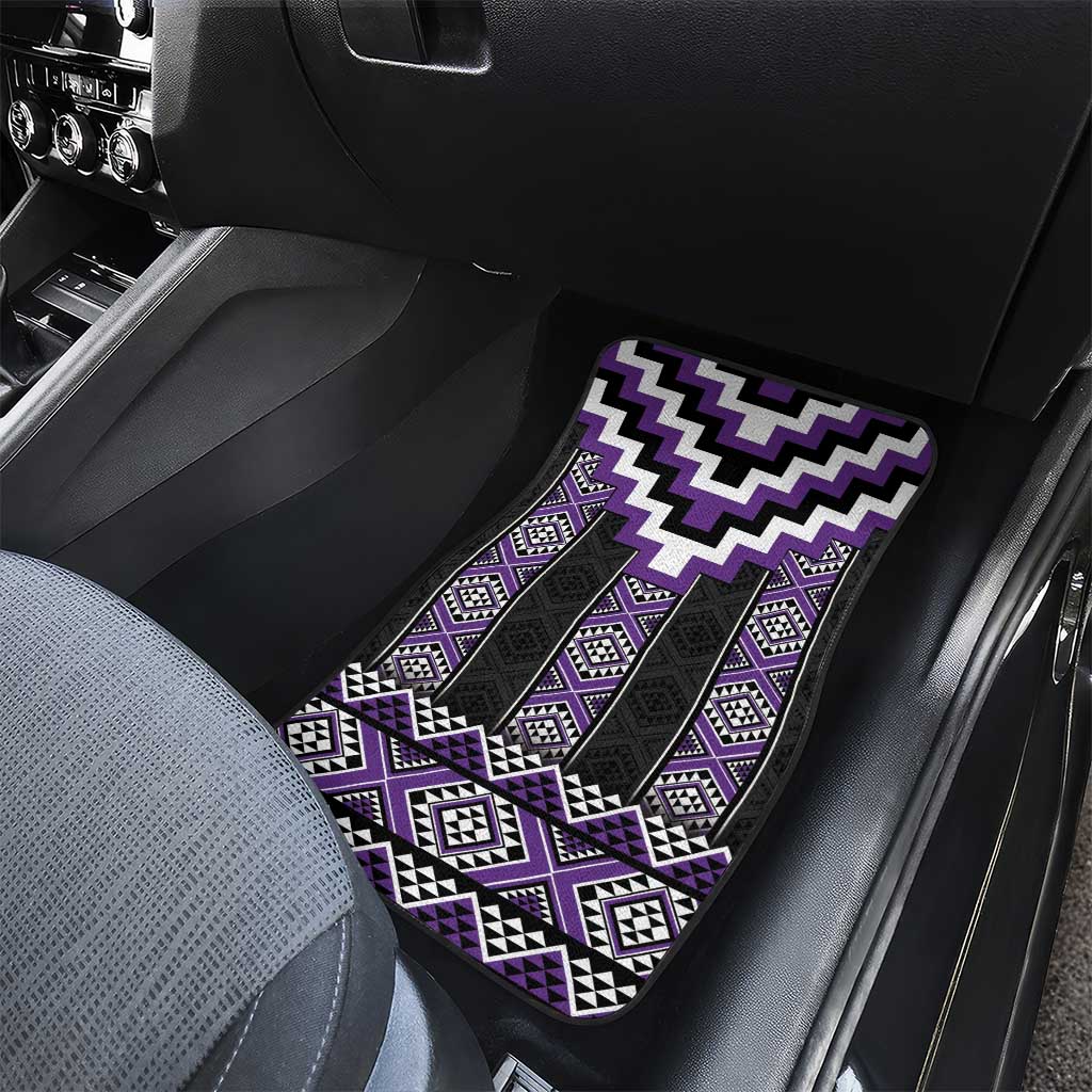 Purple Taniko Pattern Aotearoa Car Mats Niho Taniwha Mix Poutama