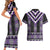 Purple Taniko Pattern Aotearoa Couples Matching Short Sleeve Bodycon Dress and Hawaiian Shirt Niho Taniwha Mix Poutama LT14