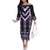 Purple Taniko Pattern Aotearoa Family Matching Off The Shoulder Long Sleeve Dress and Hawaiian Shirt Niho Taniwha Mix Poutama LT14