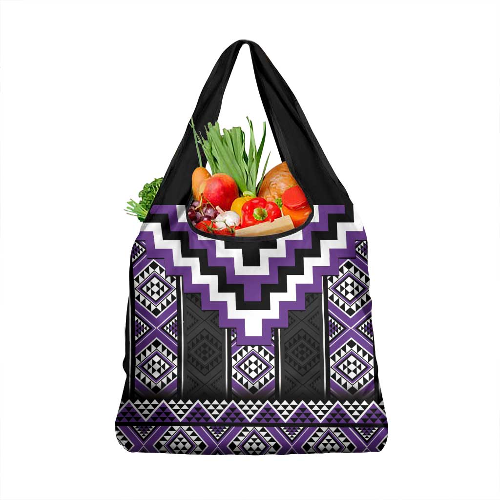 Purple Taniko Pattern Aotearoa Grocery Bag Niho Taniwha Mix Poutama