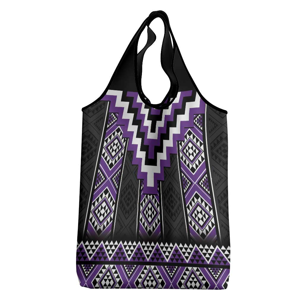 Purple Taniko Pattern Aotearoa Grocery Bag Niho Taniwha Mix Poutama