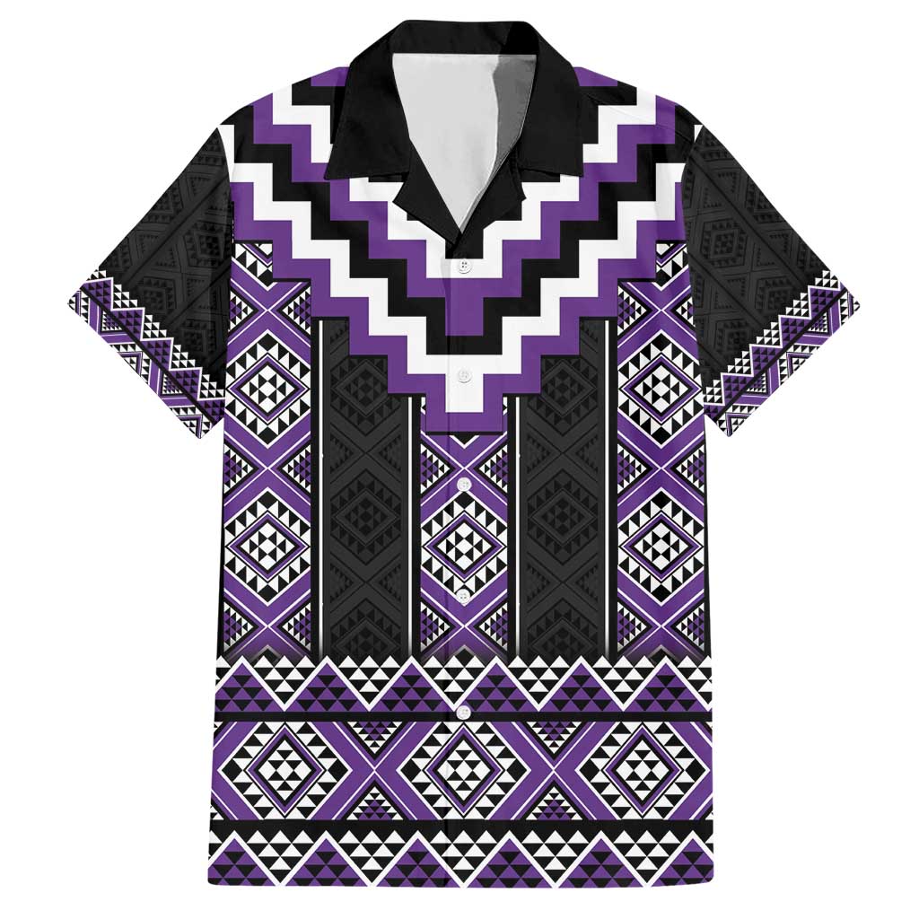 Purple Taniko Pattern Aotearoa Hawaiian Shirt Niho Taniwha Mix Poutama LT14