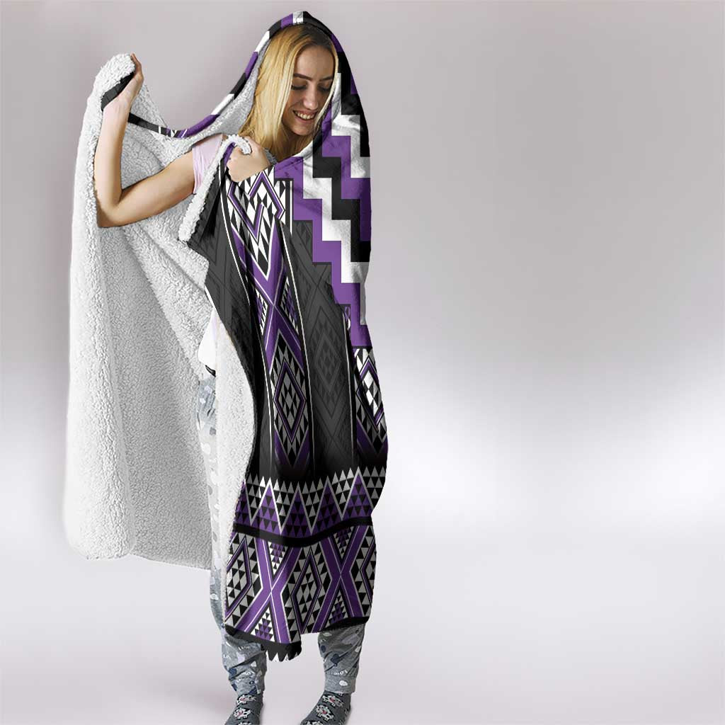 Purple Taniko Pattern Aotearoa Hooded Blanket Niho Taniwha Mix Poutama