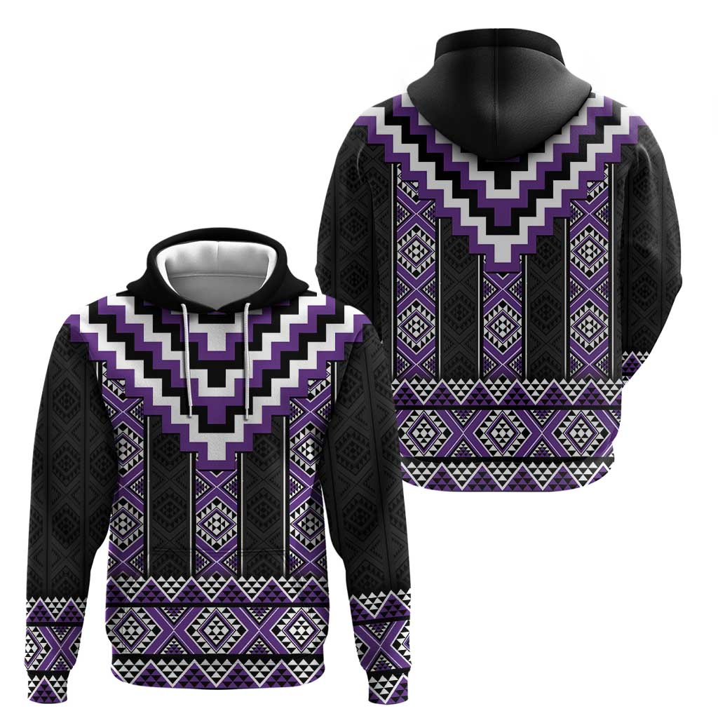 Purple Taniko Pattern Aotearoa Hoodie Niho Taniwha Mix Poutama LT14