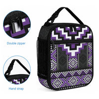 Purple Taniko Motifs Aotearoa Lunch Bag Niho Taniwha Mix Poutama LT14 - Polynesian Pride
