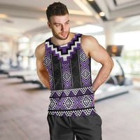 Purple Taniko Pattern Aotearoa Men Tank Top Niho Taniwha Mix Poutama LT14
