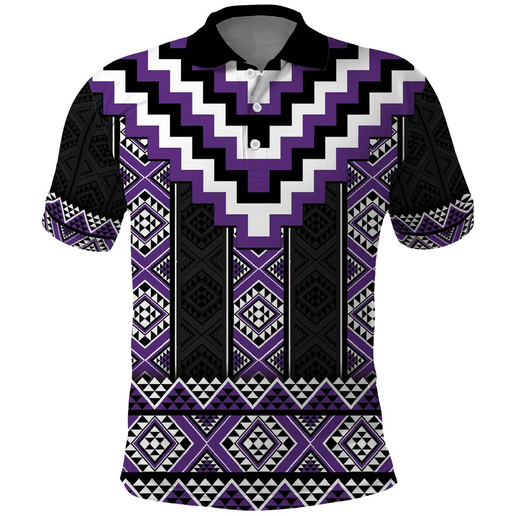 Purple Taniko Pattern Aotearoa Polo Shirt Niho Taniwha Mix Poutama LT14