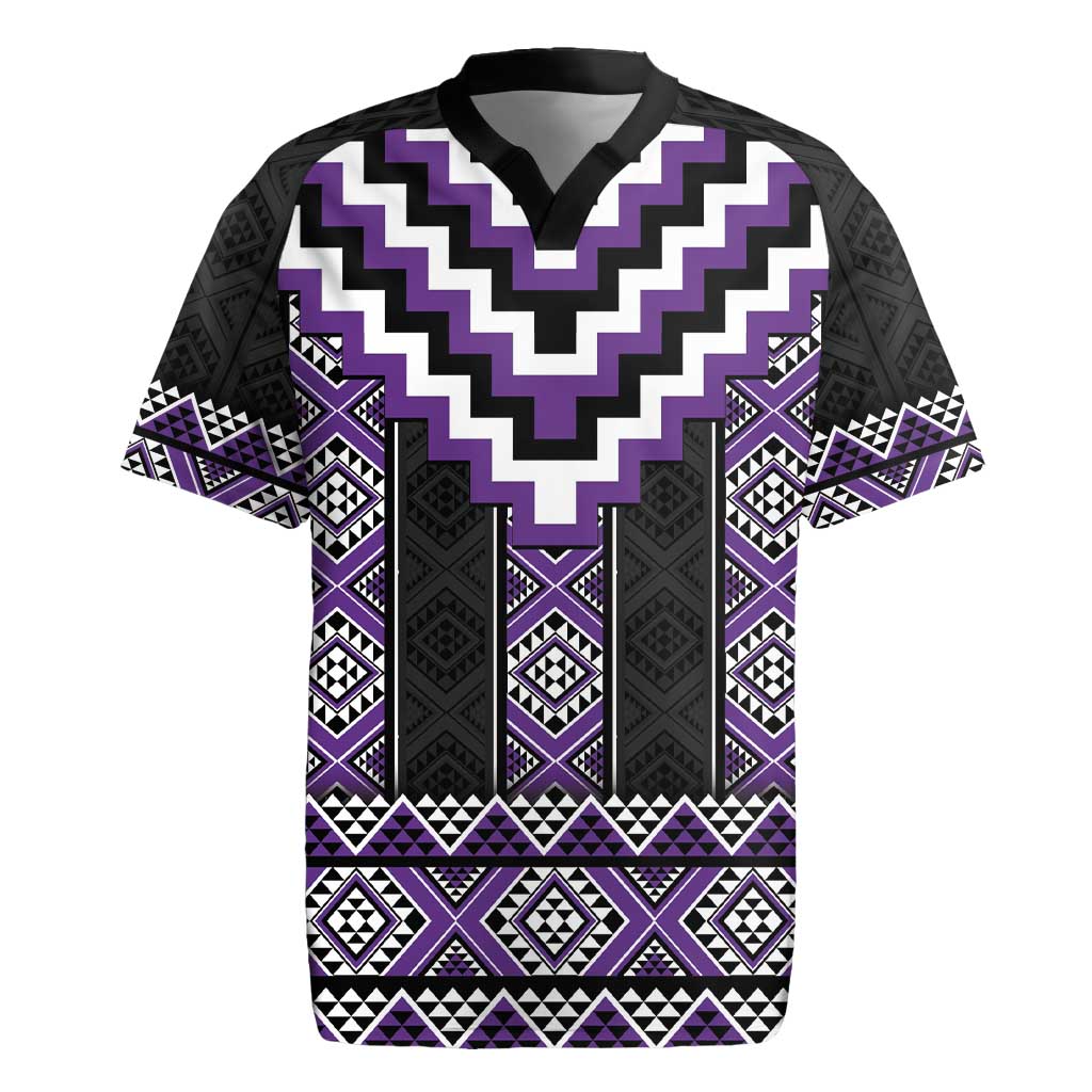 Purple Taniko Pattern Aotearoa Rugby Jersey Niho Taniwha Mix Poutama LT14