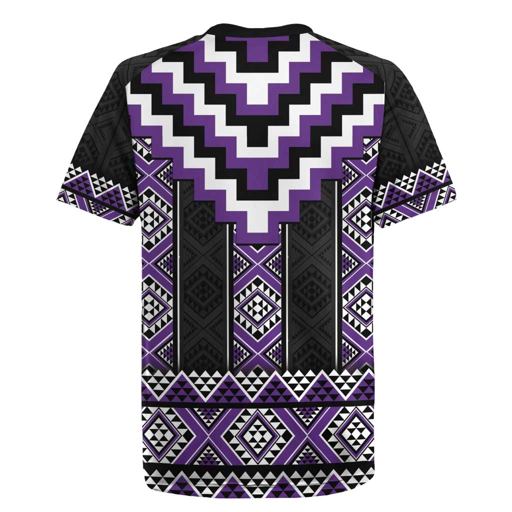 Purple Taniko Pattern Aotearoa Rugby Jersey Niho Taniwha Mix Poutama LT14
