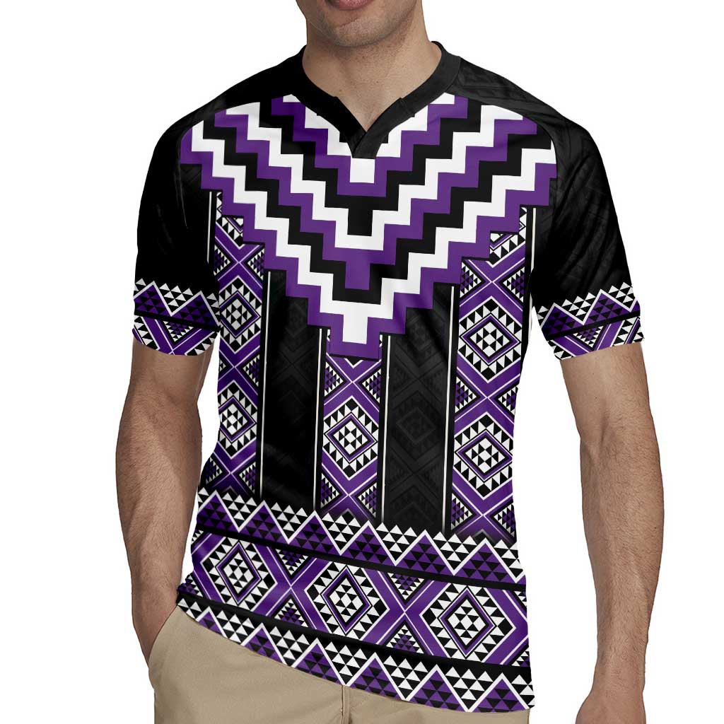 Purple Taniko Pattern Aotearoa Rugby Jersey Niho Taniwha Mix Poutama LT14