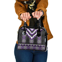 Purple Taniko Pattern Aotearoa Shoulder Handbag Niho Taniwha Mix Poutama