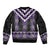 Purple Taniko Pattern Aotearoa Sleeve Zip Bomber Jacket Niho Taniwha Mix Poutama LT14