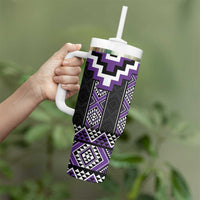 Purple Taniko Pattern Aotearoa Tumbler With Handle Niho Taniwha Mix Poutama LT14