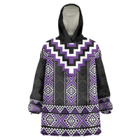Purple Taniko Pattern Aotearoa Wearable Blanket Hoodie Niho Taniwha Mix Poutama LT14