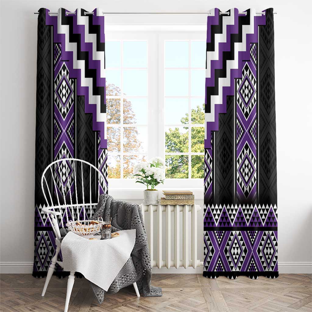Purple Taniko Pattern Aotearoa Window Curtain Niho Taniwha Mix Poutama