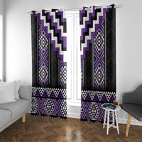 Purple Taniko Pattern Aotearoa Window Curtain Niho Taniwha Mix Poutama