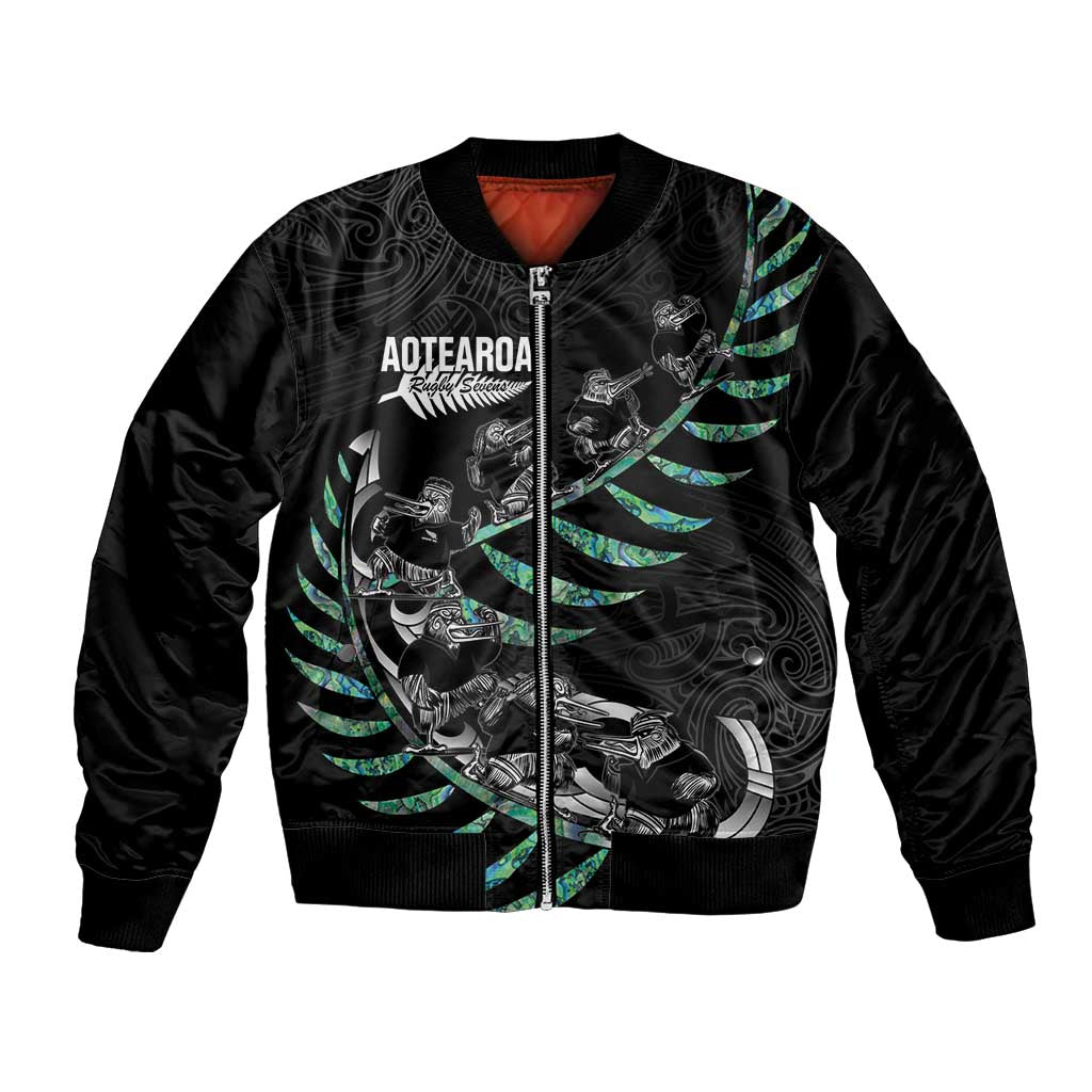 Custom New Zealand Silver Fern Rugby Bomber Jacket Aotearoa Kiwi Maori Pattern