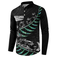 Custom New Zealand Silver Fern Rugby Button Sweatshirt Aotearoa Kiwi Maori Pattern