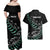 Custom New Zealand Silver Fern Rugby Couples Matching Off Shoulder Maxi Dress and Hawaiian Shirt Aotearoa Kiwi Maori Pattern