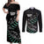 Custom New Zealand Silver Fern Rugby Couples Matching Off Shoulder Maxi Dress and Long Sleeve Button Shirt Aotearoa Kiwi Maori Pattern