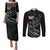Custom New Zealand Silver Fern Rugby Couples Matching Puletasi and Long Sleeve Button Shirt Aotearoa Kiwi Maori Pattern