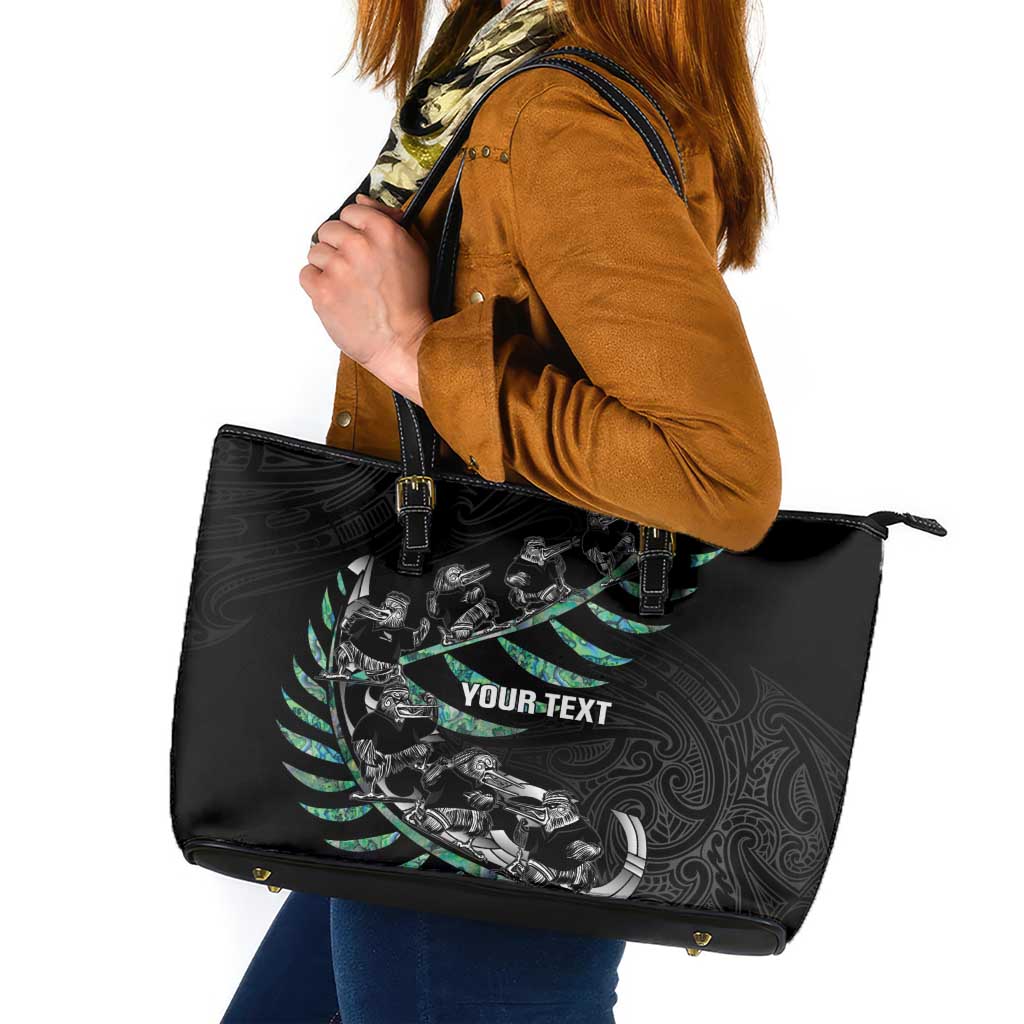 Custom New Zealand Silver Fern Rugby Leather Tote Bag Aotearoa Kiwi Maori Pattern LT14