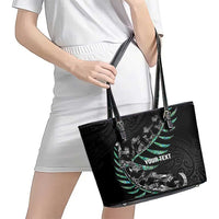 Custom New Zealand Silver Fern Rugby Leather Tote Bag Aotearoa Kiwi Maori Pattern LT14