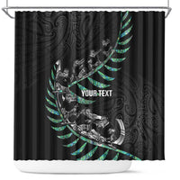 Custom New Zealand Silver Fern Rugby Shower Curtain Aotearoa Kiwi Maori Pattern LT14