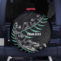 Custom New Zealand Silver Fern Rugby Spare Tire Cover Aotearoa Kiwi Maori Pattern LT14