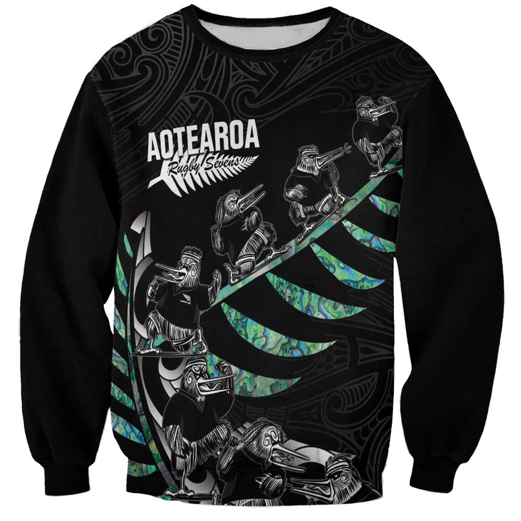 Custom New Zealand Silver Fern Rugby Sweatshirt Aotearoa Kiwi Maori Pattern
