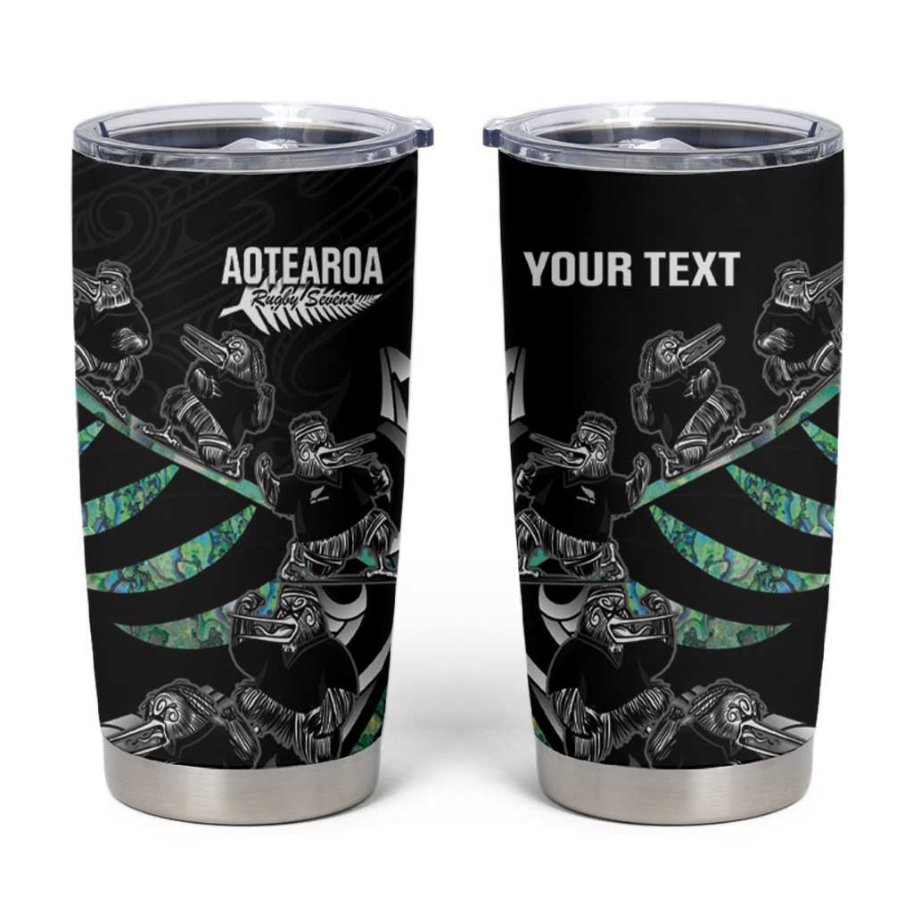 Custom New Zealand Silver Fern Rugby Tumbler Cup Aotearoa Kiwi Maori Pattern