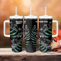 Custom New Zealand Silver Fern Rugby Tumbler With Handle Aotearoa Kiwi Maori Pattern