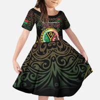Personalised Vanuatu Family Matching Long Sleeve Bodycon Dress and Hawaiian Shirt Yumi 45th Hapi Independens Dei - Black Version LT14