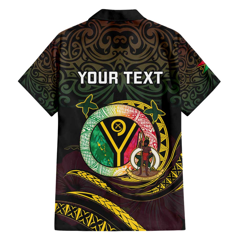 Personalised Vanuatu Family Matching Off Shoulder Short Dress and Hawaiian Shirt Yumi 45th Hapi Independens Dei - Black Version LT14