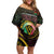 Personalised Vanuatu Family Matching Off Shoulder Short Dress and Hawaiian Shirt Yumi 45th Hapi Independens Dei - Black Version LT14