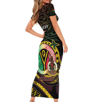 Personalised Vanuatu Family Matching Short Sleeve Bodycon Dress and Hawaiian Shirt Yumi 45th Hapi Independens Dei - Black Version LT14