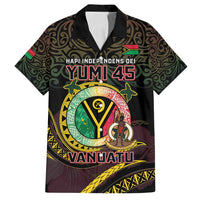 Personalised Vanuatu Family Matching Tank Maxi Dress and Hawaiian Shirt Yumi 45th Hapi Independens Dei - Black Version LT14