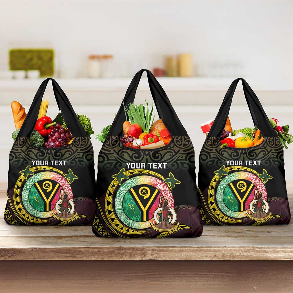 Personalised Vanuatu Grocery Bag Yumi 45th Hapi Independens Dei - Black Version LT14