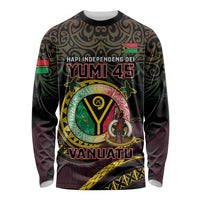 Personalised Vanuatu Long Sleeve Shirt Yumi 45th Hapi Independens Dei - Black Version LT14
